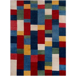 Rugsville Contemporary Multi Checkered Hand Knotted Wool Gabbeh Rug 150 x 240 cm