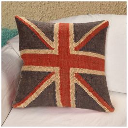 Rugsville Country Flag Wool Jute Red Blue Pillow 45 x 45 cm