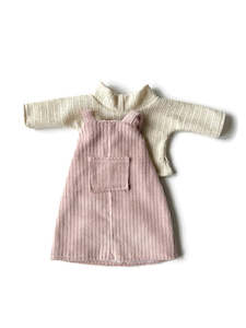 Dress-Up Doll Outfit - Corduroy pinafore & jersey top