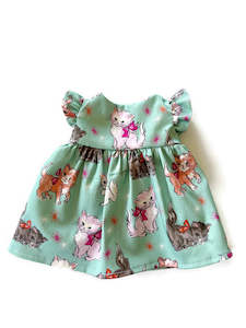 Toy manufacturing: Dress-up Doll Outfit - Cat print ruffle sleeve dress