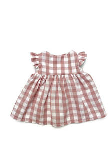 Toy manufacturing: Dress-up Doll Outfit - Rose check dress