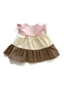 Toy manufacturing: Dress-up Doll Outfit - Ruffle dress pink/cream/mocha