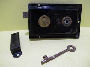 Vintage Rim Lock with Keep and Key 240L x 103W x 20D