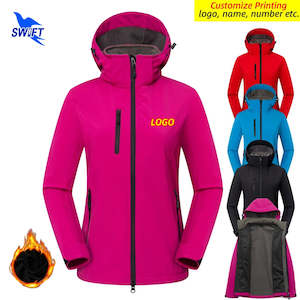 Customize LOGO Women Waterproof Softshell Jacket Outdoor Zipper Hiking Skiing Sp…