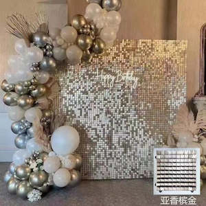 90x180cm Shimmer Wall Backdrop Matte Champagne Gold Sequin Shimer Wall Panels