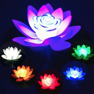 Solar Powered LED Artificial Lotus Shape Floating Fountain, & Pond Pool Light