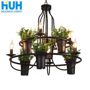 Outdoor Garden Accessories: Vintage lamp Plant Flowerpot 4/7 Head Iron Pendant Lamp Art E14 Pendant Lamp