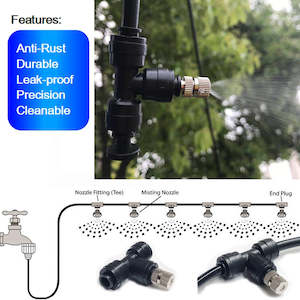 Pond Pump: Outdoor Misting Cooling System Kit Greenhouse quick connect nozzle  7M-20M System