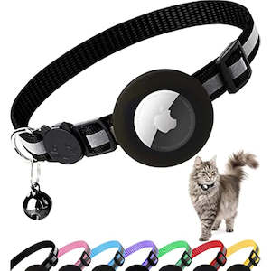 Tradies Pets: ATUBAN Airtag Cat Collar Breakaway, Reflective Kitten Collar with Apple Air Tag Holder and Bell for Girl Boy Cats, 0.4 Inches