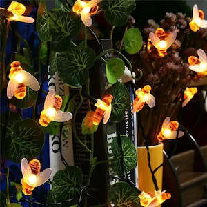 Outdoor Lighting: Solar String Light 20LED Cute Bee Outdoor Light Wedding Home Garden Patio Party Christmas Tree Honeybee Starry Fairy Decor Lamp