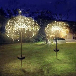 Outdoor Lighting: 1PC Solar Fireworks Lamp Outdoor Grass Globe Dandelion Flash String Fairy lights 90 /150/200 LED