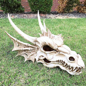 Fossil Statue of Erathia Dragon Elder Skull Fossil Statue for Medieval Dragon Ag…