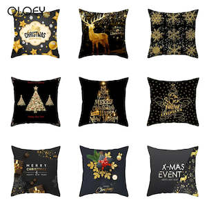 Gold Black Snowflake Merry Christmas Pillowcase Xmas Decor for Home Decor for Ch…