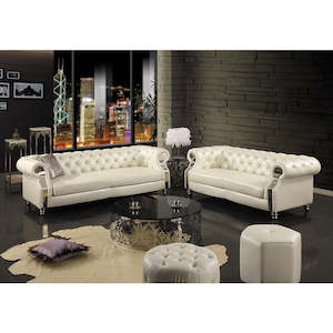 Chesterfield Sofa Modern Living Room Sofa 2+3-Seat Real Genuine Leather With Crystal Buttons