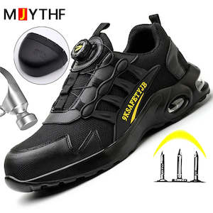 Shoes Safety: Men's Rotating Button Safety Shoes Steel Toe Work Sneakers Indestructible Shoes Puncture-Proof work Boots Air Cushion Men Boots