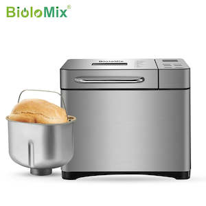 Kitchen Appliances: Biolomix Stainless Steel 1KG 19-in-1 Automatic Bread Maker 650W Programmable Bread Machine with 3 Loaf Sizes Fruit Nut Dispenser