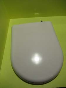 Whtie Plastic Toilet Lid & Seat with Fixtures 40H x 36W x 44D