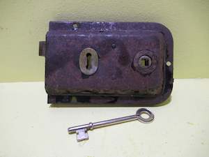 Vintage Rim Lock with Key 102H x 55L x 28D