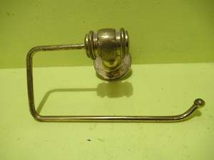 Toilet Roll Holder in Brass with Wine Barrow Fitting 95H x 180W x 90D