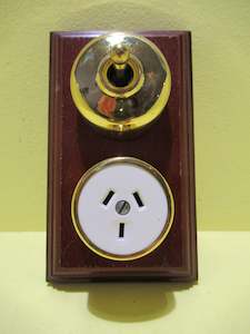 Reproduction Brass Wall Light Switch/Socket on Wood/Custom Board Mount 155L x 90W x 50D