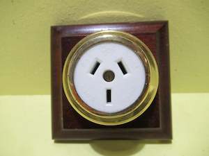 All Collections: Reproduction Brass Porcelain  Light Slanted Socket with Mahogany Wooden Mount 9Sq x 50H