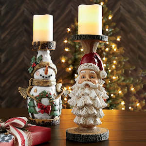 Best Selling: Christmas Resin Candlestick Santa Claus Snowman Candle Ornament Table Decor