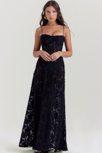 Maxi Dress: Seren - Black Lace