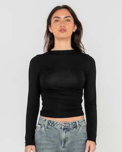 Plain Jane Ruched Long Sleeve Top