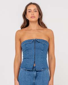 Santorini Denim Bustier Top