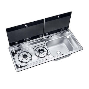 Cookers: Dometic 2 Burner Hob/RH Sink Combo with Glass Lid