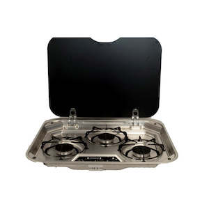 Cookers: Dometic PI8023 Three burner gas stove with safety glass lid