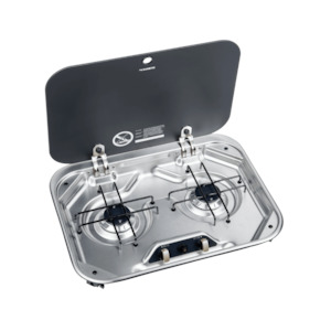 Cookers: Dometic PI8022 Two burner gas stove with safety glass lid