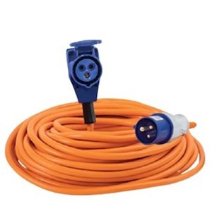 RV Motorhome and Caravan Mains Power Lead 15M Right Angle Lead