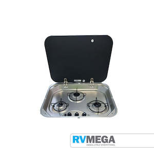 Camec 3 Burner Hob with Glass Lid & 12V Ignition