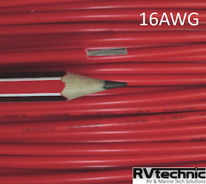 16AWG, 15 Amp, 1.5mmsq, 105degC PVC, Tinned Copper, Red (qty in 10cm) RVtechnic RV&Marine