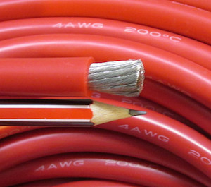 4AWG, 200 Amp, 25mmsq, Tinned OFC copper, Flexible, 200degC, Red RVtechnic RV&Marine