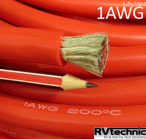 1AWG, 320 Amp, 50mmsq, Tinned OFC copper, Flexible, 200degC, Red (qty in cm) RVt…