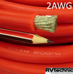 2AWG, 250 Amp, 34mmsq, Tinned OFC copper, Flexible, 200degC, Red (qty in cm) RVt…