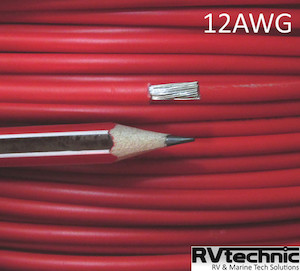 12AWG, 30 Amp, 4mmsq, 105degC PVC, Tinned Copper, Red (qty in 10cm) RVtechnic RV&Marine