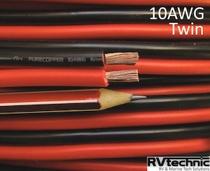 Electronic equipment manufacturing: 10AWG, Twin core, 60 Amp, 105degC PVC, Pure Copper, Red+Black (qty in 10cm) RVtechnic RV&Marine