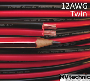 12AWG, Twin core, 30 Amp, 105degC PVC, Pure Copper, Red+Black (qty in 10cm) RVte…