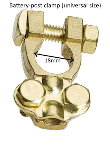 Battery Terminal Clamp, Brass, Universal 18mm diameter RVtechnic RV&Marine