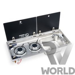 Dometic 2 Burner Gas Hob, Sink & Mixer with Lids - RV World NZ