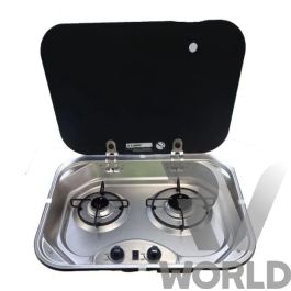 CAMEC 2 Burner Gas Hob with Lid - RV World NZ