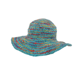 Crochet Hat Rainbow Girl Turquoise Base