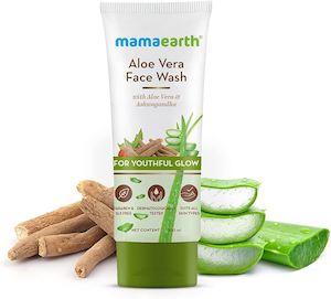 Mamaearth Aloe Vera Face Wash with Ashwagandha | Dirt & Excess Oil Cleanser | Gi…