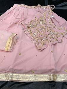 Georgette based beautiful crop top blouse with georgette lehnga and dupatta for Girls