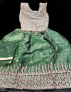 Silk based beautiful crop top with lehnga and dupatta for Girls