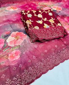 Banarsi silk based kameez fabric (2.5 Mtr)with Rayon based bottom fabric(2.5mtr)…