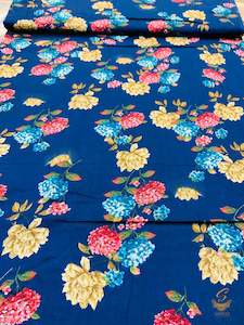 Nevi blue colour beautiful  floral print cotton Fabric (per meter) 108cm